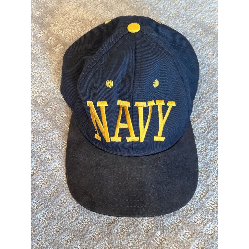 US Navy USNA Embroidered Baseball Cap Navy Blue Yellow Snapback Men